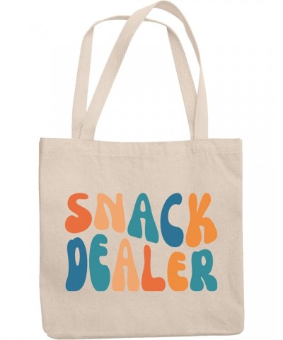 Snack Dealer, Funny Motherhood Themed, Groovy Retro Wavy Text Merch Gift, 12oz Canvas Tote Bag $14.03 Totes