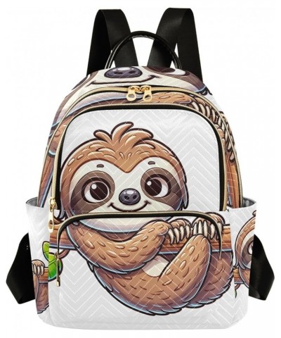 Quilted Backpack Painting Floral Garden Womens Mini Backpack Travel Backpack Cute Cartoon Sloth White Medium $20.29 Backpacks