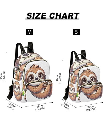 Quilted Backpack Painting Floral Garden Womens Mini Backpack Travel Backpack Cute Cartoon Sloth White Medium $20.29 Backpacks