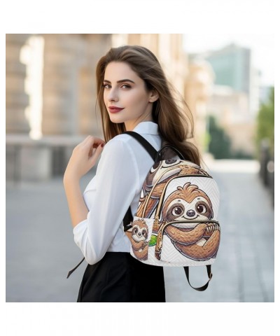 Quilted Backpack Painting Floral Garden Womens Mini Backpack Travel Backpack Cute Cartoon Sloth White Medium $20.29 Backpacks