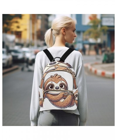 Quilted Backpack Painting Floral Garden Womens Mini Backpack Travel Backpack Cute Cartoon Sloth White Medium $20.29 Backpacks