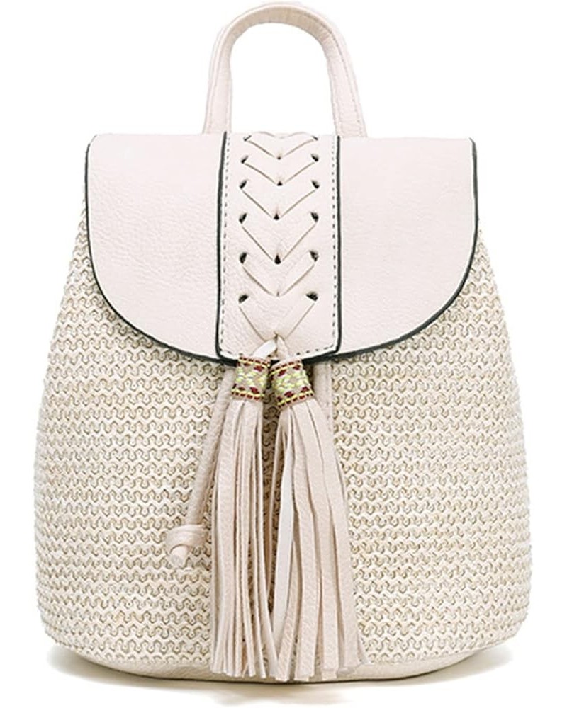 Women Straw Beach Backpack Summer Drawstring Shoulders Bag Rattan Backpack Purse 016beige $9.20 Backpacks