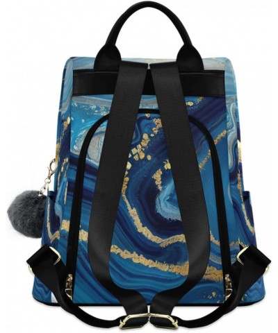 Gold Blue Agate Backpack for Women, Fashion Anti Theft Casual Daypack Shoulder Bag Purse for Travel Work 15 inches $17.63 Bac...