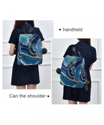 Gold Blue Agate Backpack for Women, Fashion Anti Theft Casual Daypack Shoulder Bag Purse for Travel Work 15 inches $17.63 Bac...