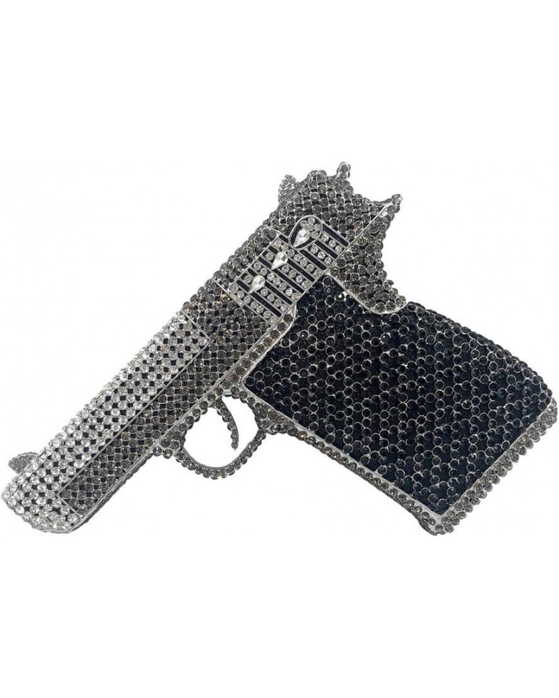 Pistol Style Evening Bags Glittering Rhinestone Evening Clutch Purses for Women Party Cocktail Handbag Black Grey Silver $48....