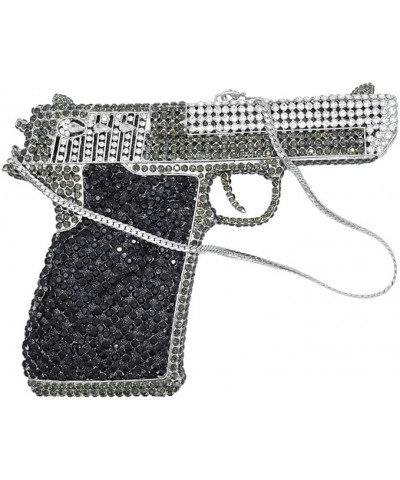 Pistol Style Evening Bags Glittering Rhinestone Evening Clutch Purses for Women Party Cocktail Handbag Black Grey Silver $48....