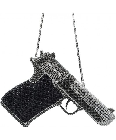 Pistol Style Evening Bags Glittering Rhinestone Evening Clutch Purses for Women Party Cocktail Handbag Black Grey Silver $48....