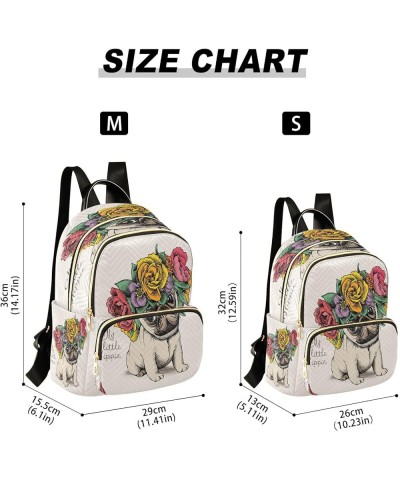 Fashion Backpack Mini Backpack Purse Casual Daily Backpack Hippie Pug Puppy with Rose for Travel for College Work Medium $16....