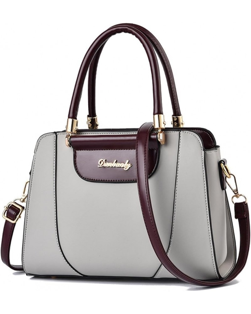 Large-capacity handbag contrasting atmosphere shoulder crossbody bag Light Gray $25.07 Totes