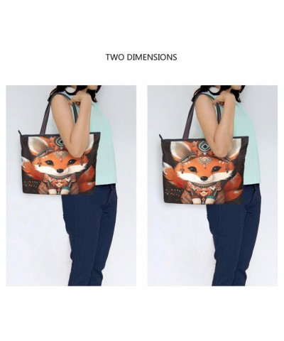 Women Tote Bags Fox Top Handle Satchel Handbags Shoulder Bag for Shopping 20854064 $12.59 Totes