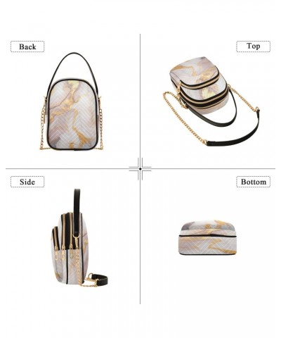 Quilted Crossbody Bags for Women,Pink White Gold Marble Women's Crossbody Handbags Small Travel Purses Phone Bag $9.90 Crossb...