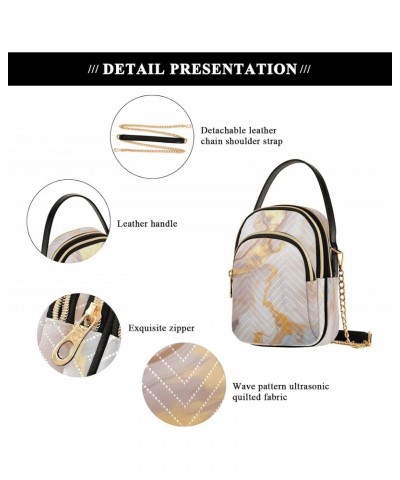 Quilted Crossbody Bags for Women,Pink White Gold Marble Women's Crossbody Handbags Small Travel Purses Phone Bag $9.90 Crossb...