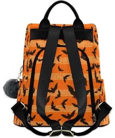 Women Fashion Backpack Silhouette Bats Orange print, Anti Theft Casual Daypack Shoulder Bag Purse for Travel Work 15 inches $...