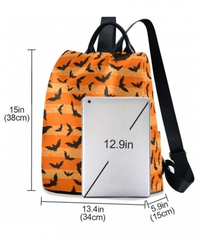 Women Fashion Backpack Silhouette Bats Orange print, Anti Theft Casual Daypack Shoulder Bag Purse for Travel Work 15 inches $...