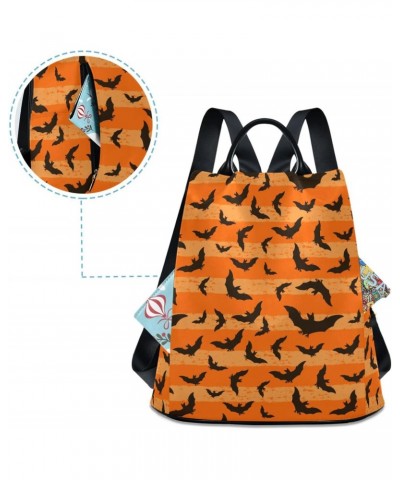 Women Fashion Backpack Silhouette Bats Orange print, Anti Theft Casual Daypack Shoulder Bag Purse for Travel Work 15 inches $...