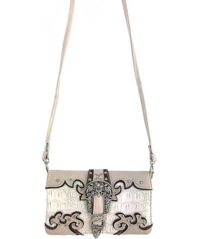 Concealed Carry Western Croc Buckle Duo Color Shoulder Handbag Purse Beige Wallet Only $34.93 Shoulder Bags