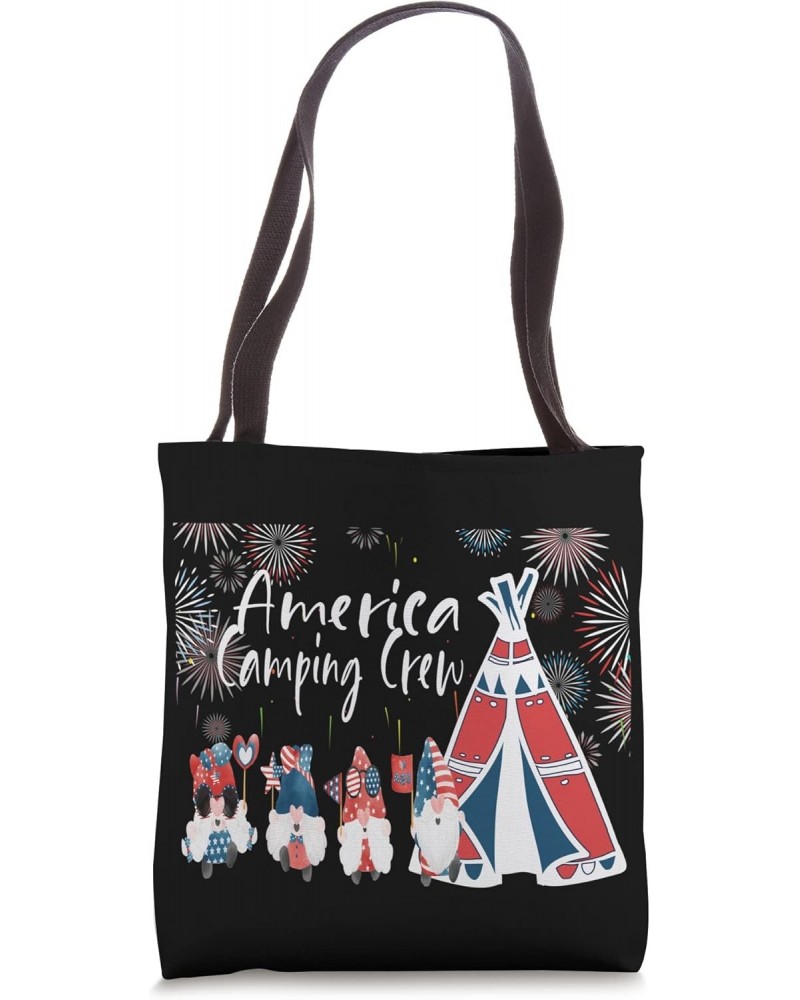 Funny Camping Gnomes Crew America Camper Outdoor 4th of July Tote Bag $9.45 Totes