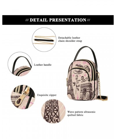 Chain Crossbody Bags for Women Paris Eiffel Tower Retro Style Quilted Shoulder Crossbody Handbags Travel Cross Body Cell Phon...