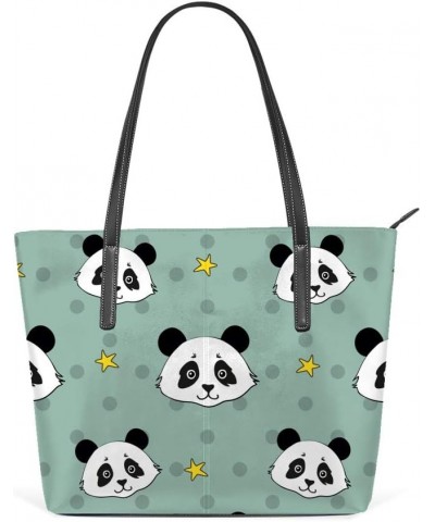 Shoulder Bag for Women Tote Bags Leather Shopper Bag Large Work Panda Stars Handbags Casual Bag $19.99 Shoulder Bags