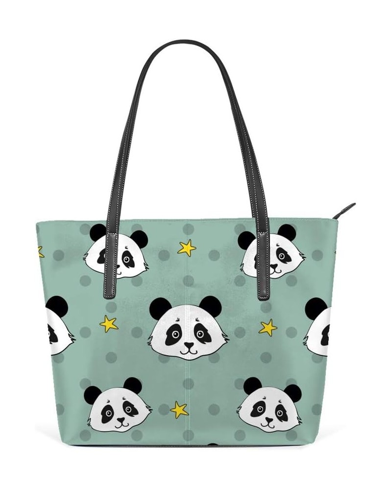 Shoulder Bag for Women Tote Bags Leather Shopper Bag Large Work Panda Stars Handbags Casual Bag $19.99 Shoulder Bags