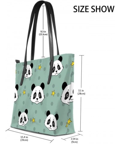 Shoulder Bag for Women Tote Bags Leather Shopper Bag Large Work Panda Stars Handbags Casual Bag $19.99 Shoulder Bags