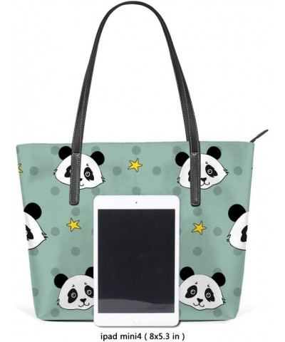 Shoulder Bag for Women Tote Bags Leather Shopper Bag Large Work Panda Stars Handbags Casual Bag $19.99 Shoulder Bags