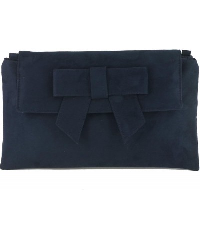 Womens Clutch Bag Shoulder Bag Wristlet in Suede Faux Leather Navy $31.89 Clutches