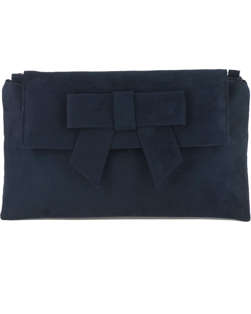 Womens Clutch Bag Shoulder Bag Wristlet in Suede Faux Leather Navy $31.89 Clutches