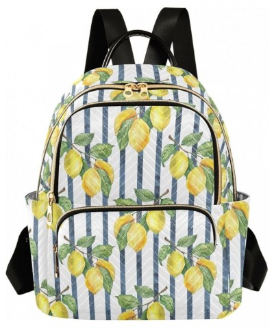 Lemon Branches and Dark Stripes Women's Backpack Purse Causal Daypack Work Travel Business Trip Bag Shoulder Bag Medium $20.1...