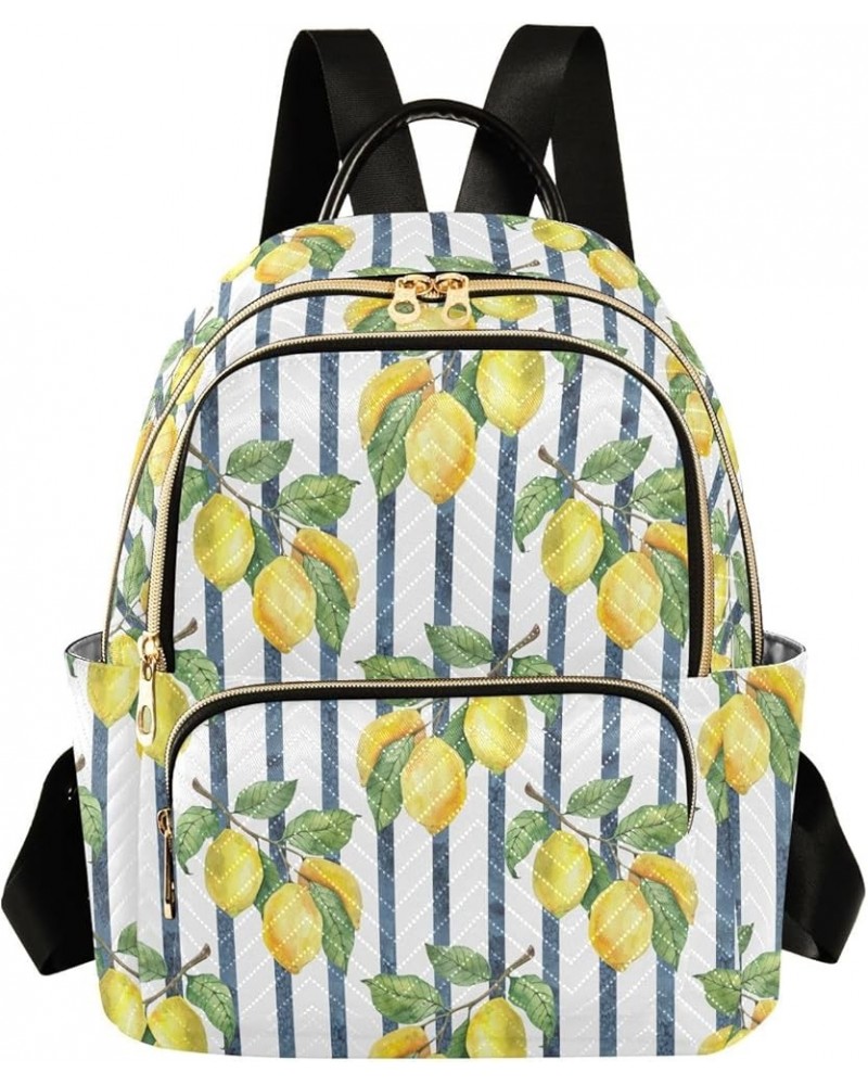 Lemon Branches and Dark Stripes Women's Backpack Purse Causal Daypack Work Travel Business Trip Bag Shoulder Bag Medium $20.1...