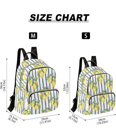 Lemon Branches and Dark Stripes Women's Backpack Purse Causal Daypack Work Travel Business Trip Bag Shoulder Bag Medium $20.1...