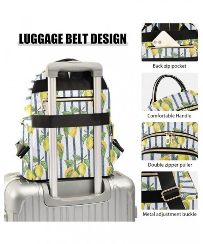 Lemon Branches and Dark Stripes Women's Backpack Purse Causal Daypack Work Travel Business Trip Bag Shoulder Bag Medium $20.1...