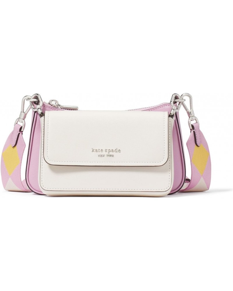 Colorblocked Saffiano Leather Double Up Crossbody, Parchment Multi $119.88 Crossbody Bags