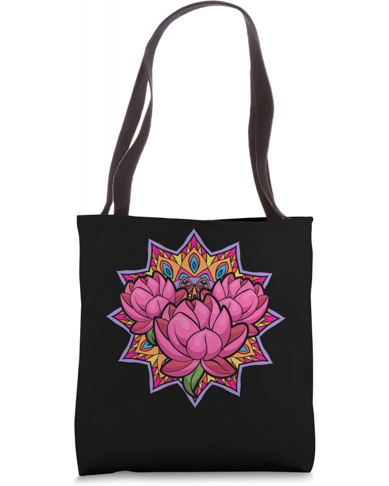 Flower Blossom Spiritual Yogi Boho Mandala Yoga Lotus Tote Bag $12.04 Totes