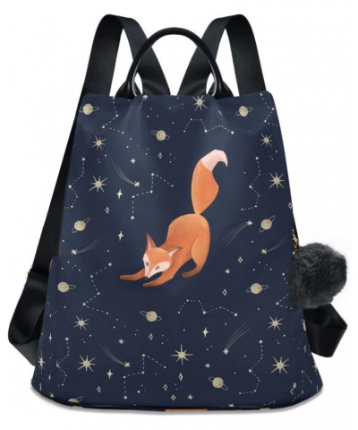 Red Fox with Stars Galaxy Pattern Backpack Purse for Women Travel Casual Daypack College Bookbag Work Business Ladies Shoulde...