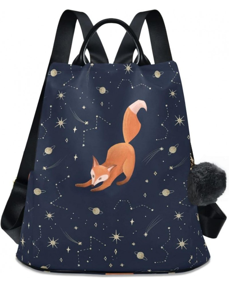 Red Fox with Stars Galaxy Pattern Backpack Purse for Women Travel Casual Daypack College Bookbag Work Business Ladies Shoulde...