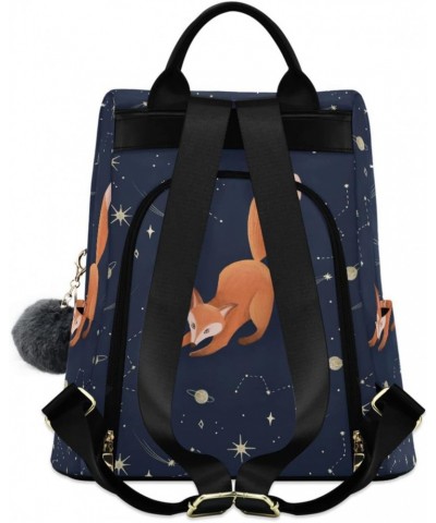 Red Fox with Stars Galaxy Pattern Backpack Purse for Women Travel Casual Daypack College Bookbag Work Business Ladies Shoulde...