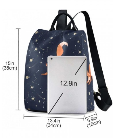 Red Fox with Stars Galaxy Pattern Backpack Purse for Women Travel Casual Daypack College Bookbag Work Business Ladies Shoulde...