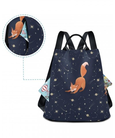 Red Fox with Stars Galaxy Pattern Backpack Purse for Women Travel Casual Daypack College Bookbag Work Business Ladies Shoulde...