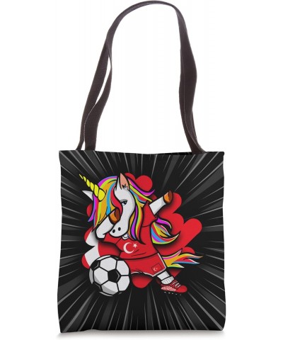 Dabbing Unicorn Turkey Soccer Fans Jersey Turkish Football Tote Bag $11.00 Totes