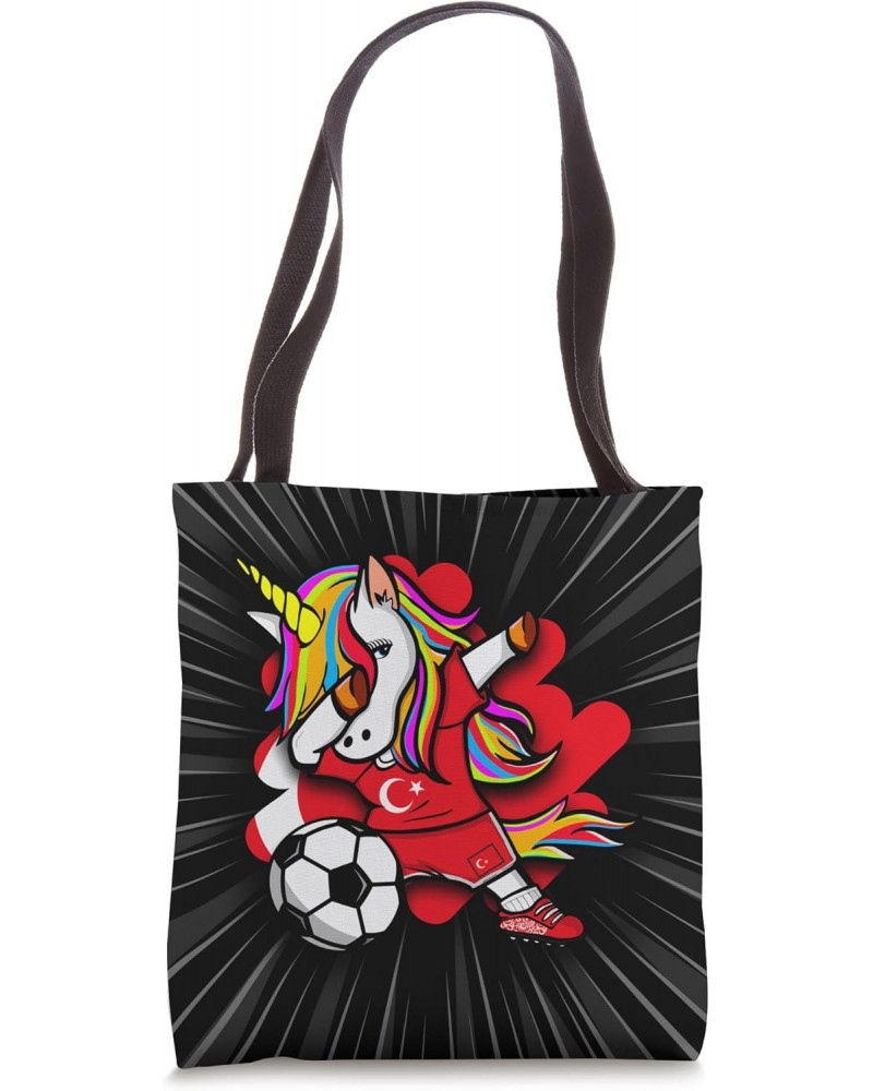 Dabbing Unicorn Turkey Soccer Fans Jersey Turkish Football Tote Bag $11.00 Totes