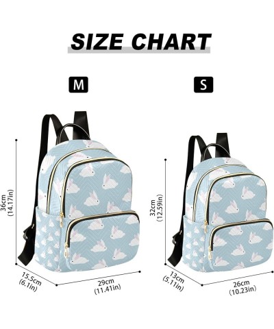 Cute Rabbits Gray Blue Backpack for Women Shoulder Bag Lightweight Small Backpack Casual Daypack for Travel Small(11.41'' x 6...