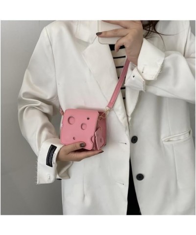 Cute Cheese Crossbody Bag Women'S Fashion Shoulder Handbags Cartoon Cheese Mini Crossbody Purse Shoulder Bag Square-pink $11....