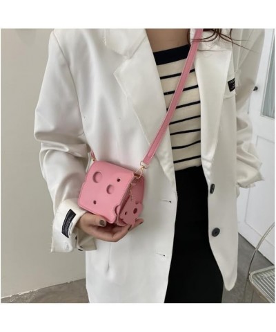 Cute Cheese Crossbody Bag Women'S Fashion Shoulder Handbags Cartoon Cheese Mini Crossbody Purse Shoulder Bag Square-pink $11....