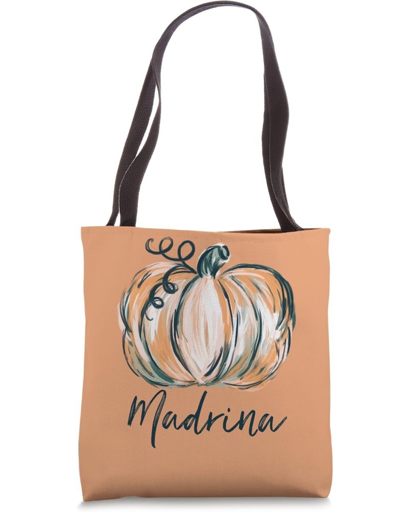 Madrina Watercolor Pumpkin Fall Thanksgiving Halloween 2022 Tote Bag $15.93 Totes