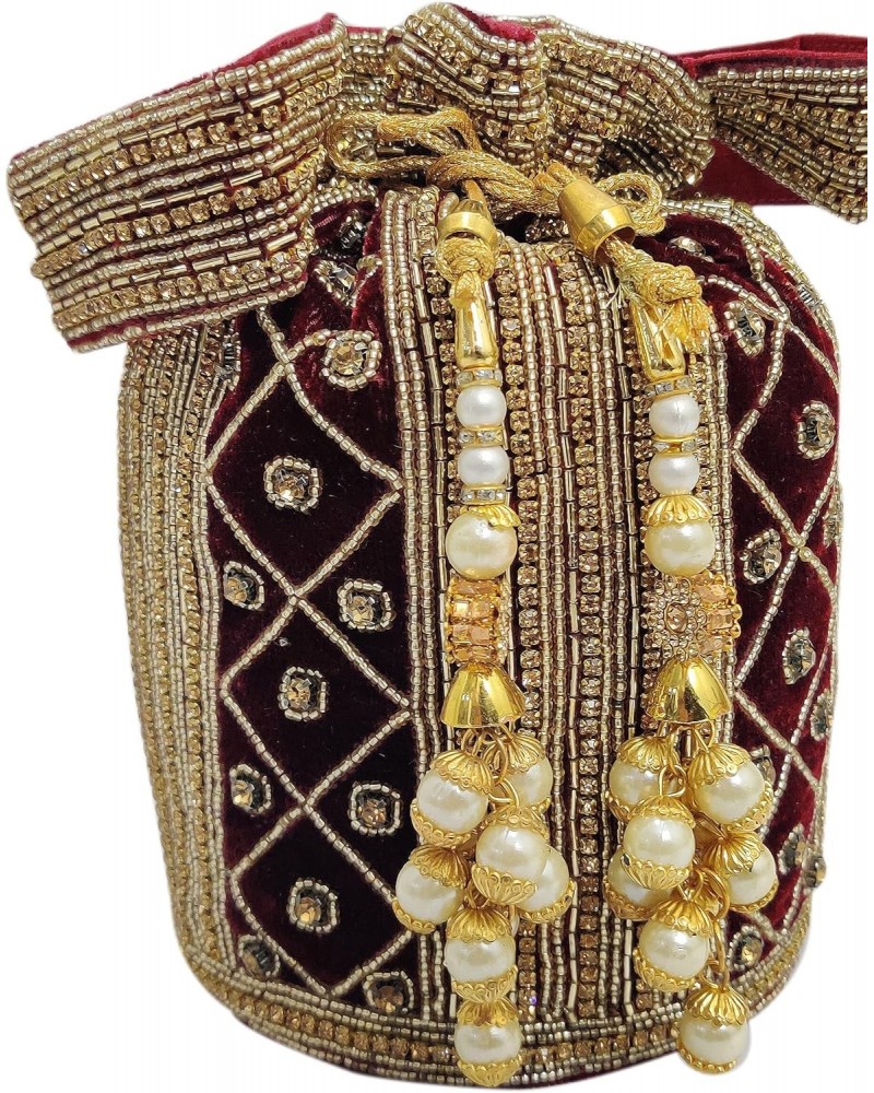 Women's Ethnic Rajasthani Silk Potli Bag By Indian Collectible $40.01 Clutches