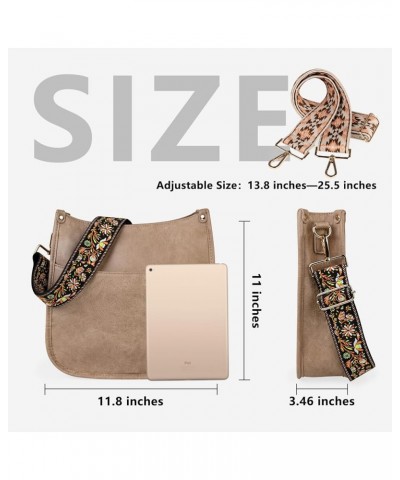 Vegan Leather Crossbody Fashion Shoulder Bag Purse with Adjustable Strap B1-light Khaki $9.68 Crossbody Bags