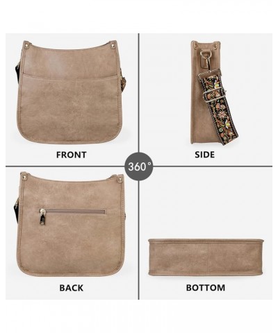 Vegan Leather Crossbody Fashion Shoulder Bag Purse with Adjustable Strap B1-light Khaki $9.68 Crossbody Bags