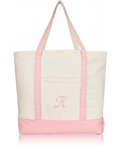 Personalized Shopping Tote Bag Monogram Pink Initial Zippered Letter A-Z K $11.25 Totes