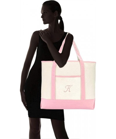 Personalized Shopping Tote Bag Monogram Pink Initial Zippered Letter A-Z K $11.25 Totes